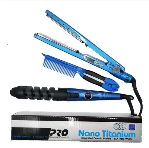 Combo  Plancha Cabello + Rizadora + Pinz